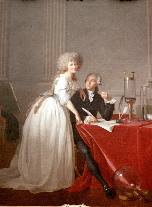 Lavoisier and Mdm Lavoisier with lab equipment