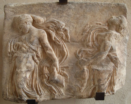Dancing Maenads; marble sculpture.